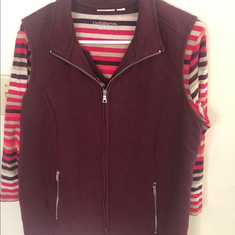 Croft&barrow/Stripes long sleeves with vest